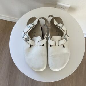 BIRKENSTOCK Tokio White Leather‎ Clog with Ankle Strap Size 37